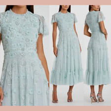 NEW MAC DUGGAL [ 6 ] 9212 Embellished High Neck Cap Sleeve A Line Dress BLU J916