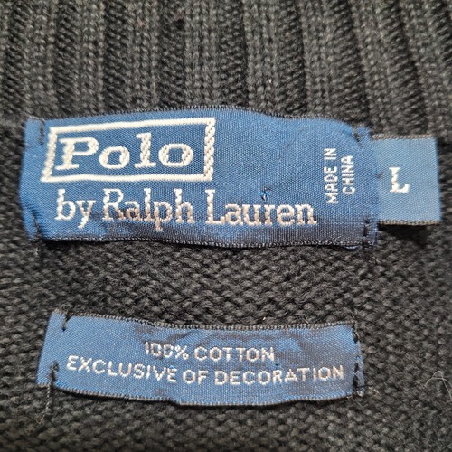 Polo Ralph Lauren Pullover Sweater Men's Large Black Purple 1/4 Zip Tight Knit - Picture 4 of 6
