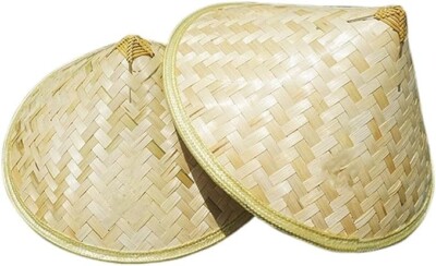 2Pack Traditional Chinese Adult Oriental Bamboo Straw Cone Garden Fishing Hat