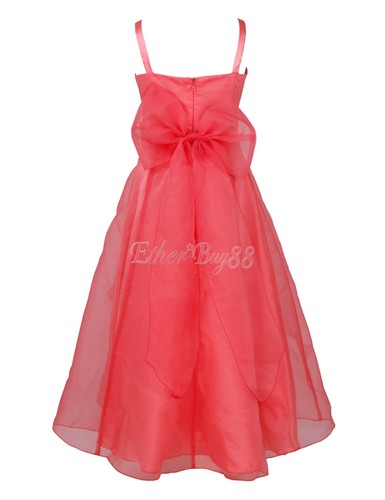 Kids Girls Rhinestone 3D flower Tutu Gown Princess Bridesmaid Wedding Long Dress - Picture 10 of 81