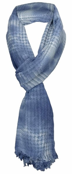 Tigertie Schal In Grau Jeansblau Gemustert Mit Kleinen Fransen - Gr. 180 X 50 Cm-image