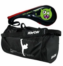 BAY® SET Kinder Doppel Mitt + Tasche Kickboxen Hand Pratze Sporttasche Geschenk