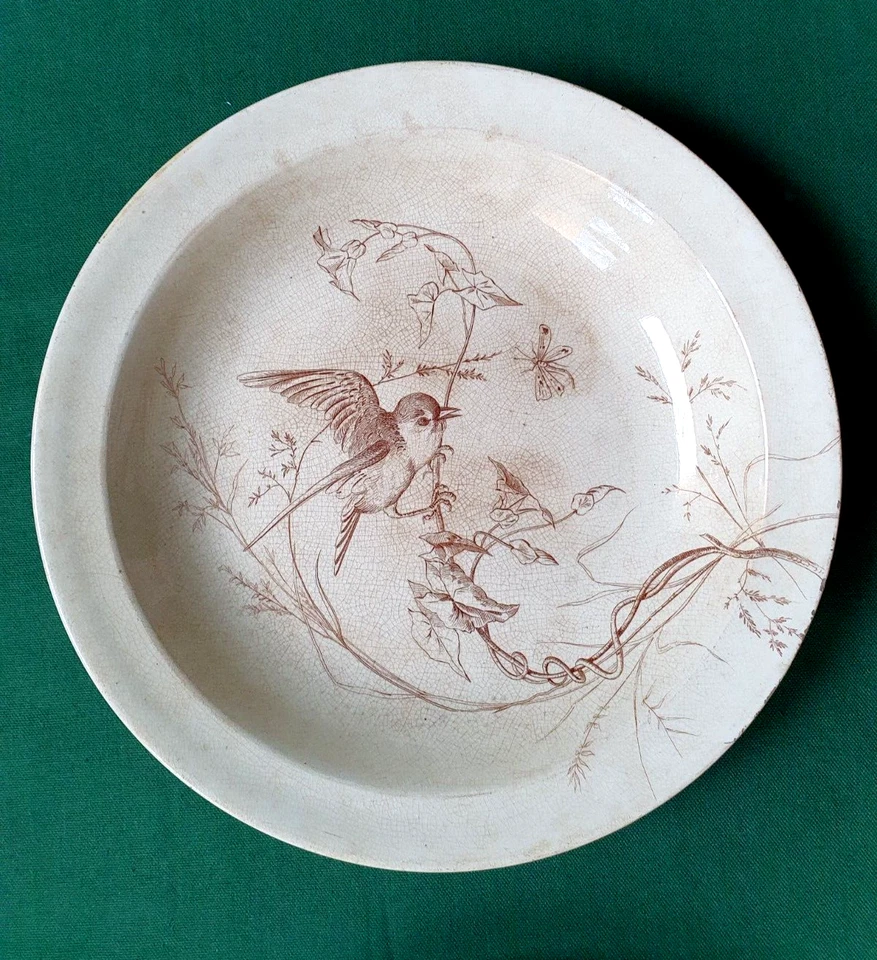 Faïence Clairefontaine XIX ème (1878) 2 Plats Creux (Oiseaux, insectes, fruits) - Photo 2/4