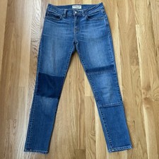 Derek Lam 10 Crosby Womens Patchwork Skinny Cropped Mid Rise Jeans Blue