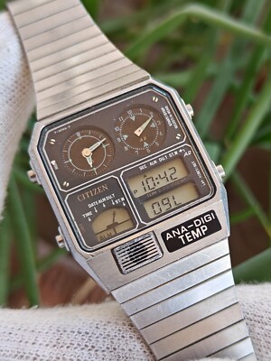 Vintage Citizen Ana Digi Temp 8982-085019 Gn-4-s Wristwatch for