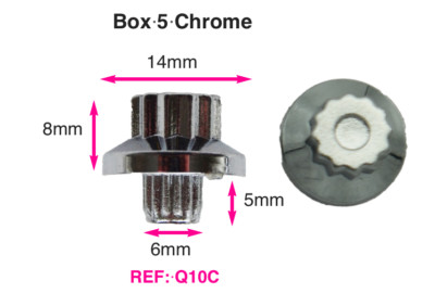 150 x Chrom Kunststoff Räder Nietmuttern gefälschte Felgenschrauben Ref Q10C Box 5