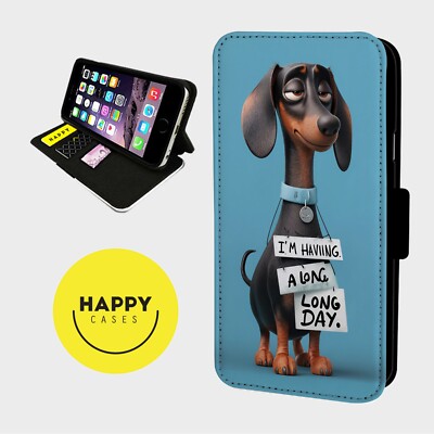 LANGER TAG WURSTHUND LIEBE - Kunstleder Klapp Handy Hülle Cover - iPhone/Samsung