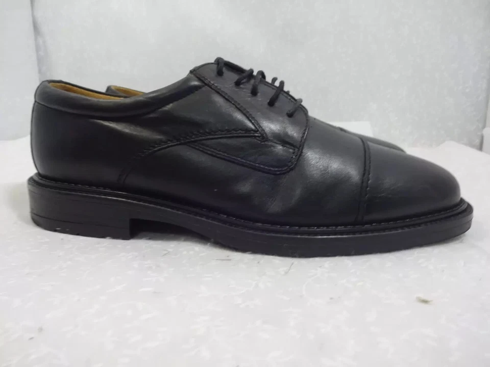 Borelli Mens Size 10.5 Black Leather Lace Up Round Toe Oxford Casual Shoes - Image 2 of 4