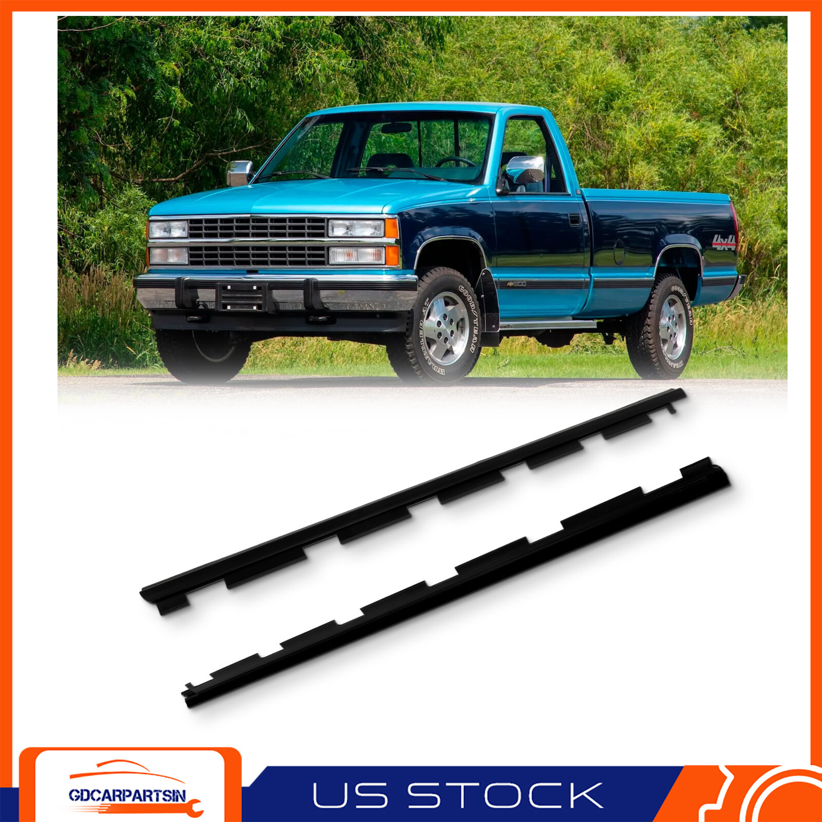 2 Front Window Moulding Seal Strips–Weatherproof Trim For Chevy GMC Pickup Truck