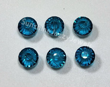 6pc Swarovski Crystal Blue Zircon 10mm Tablet 5101 Beads; Vintage Teal Color