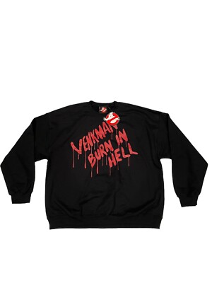 Ghostbusters Peter Venkman Burn In Hell Sweater Black Sweatshirt Mens SZ 2XL NWT