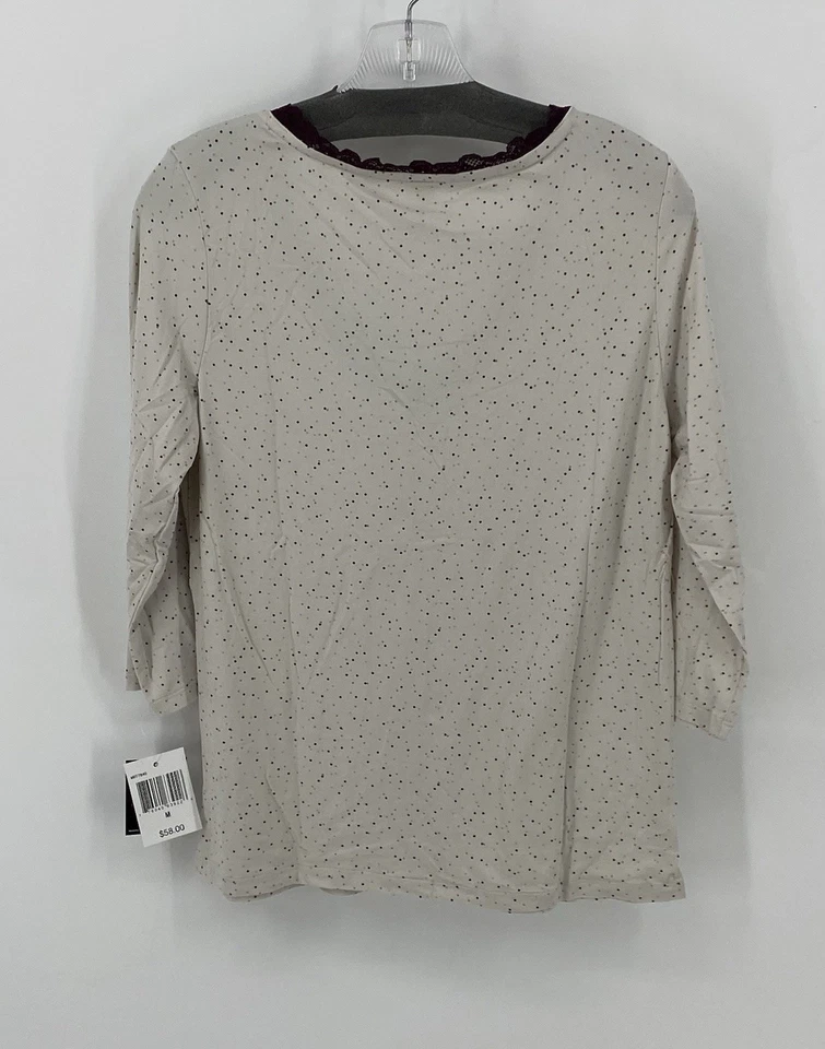 Conjunto de 2 piezas de pijama Maidenform crema a lunares con botones/pantalones tirar nuevos con etiquetas mediano Foto 2 de 4