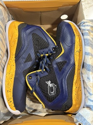 Size 8 Q4 DC2-I High Top Basketball Sneaker Navy Gold Black Speckled 