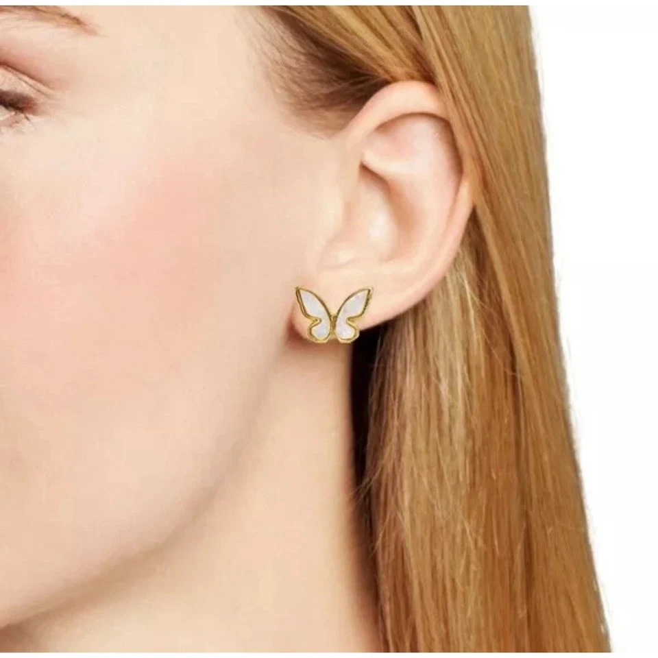 Серьги-гвоздики Kate Spade Pearl Flutter бабочка золото кремовый белый НОВЫЕ В КОРОБКЕ - Изображение 2 из 4