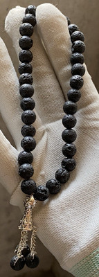 Genuine 8mm Black Lava Stone 33 Beads Tasbih Misbaha Islamic Prayer Beads Rosary