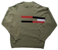 Herren Strickpullover 90er Gr.50 Olivgrün Rundhals Feinstrick Pulli Restposten