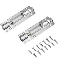 4 Inch Silver Barrel Bolt Latch 2Pcs, Stainless Steel Slide Lock for Cabinet,...