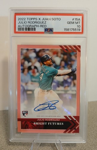 2022 Topps X MLB Julio Rodriguez RC Auto  /10.    PSA GEM MINT 10!