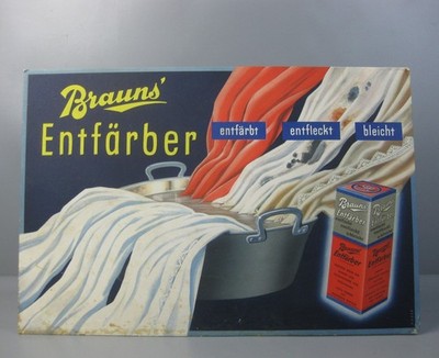 alter Werbeaufsteller Brauns Entfärber Reklame Werbung Pappe wohl 1920er/30er Jh