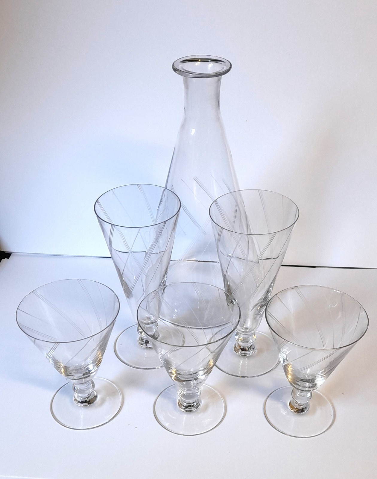 BOUTEILLE+COUPES+VERRES CRISTAL TAILLE