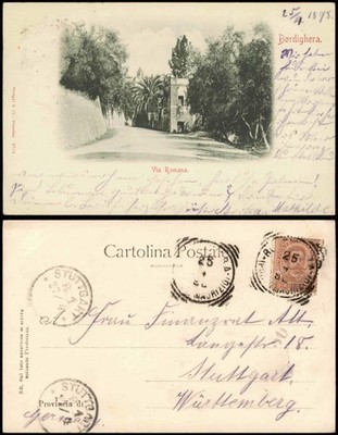 Cartoline Bordighera Via Romana. 1898 Italia Italy