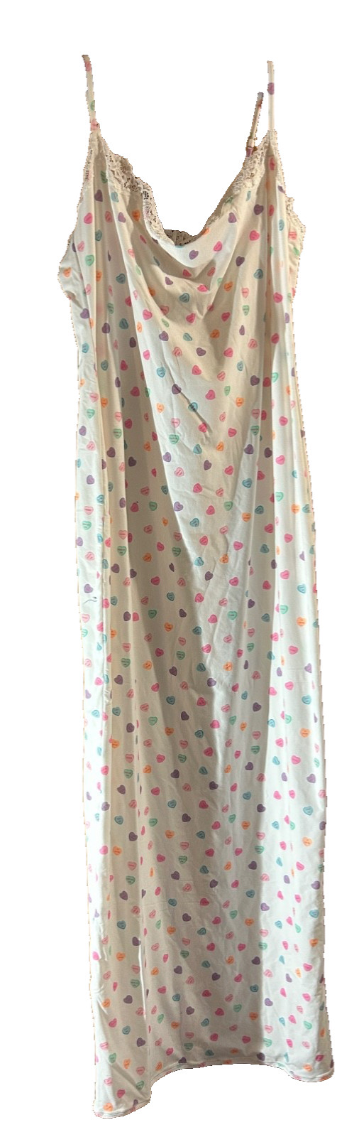 NUEVO CON ETIQUETAS SKIMS FIT EVERYONE VESTIDO LARGO DE ENCAJE CORAZONES DE CARAMELO 2X Agotado ONLINE