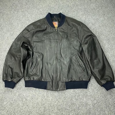 San Francisco 49ers Jacket Mens XL Black Leather NFL Carl Banks