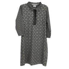 Gretchen Scott Designs Tunic Dress Size Medium Black Gray Geometric Midi