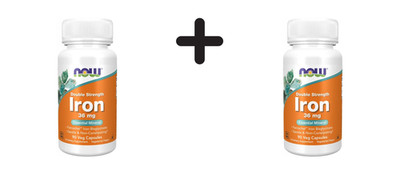2 x Now Foods Iron 36mg Ferrochel (90 vcaps) (164,41 EUR/kg)