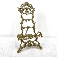 Vintage Baroque Brass Table Top Easel Ornate Art Display 10"
