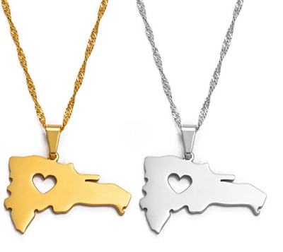 Dominican Republic Map Pendant Necklace
