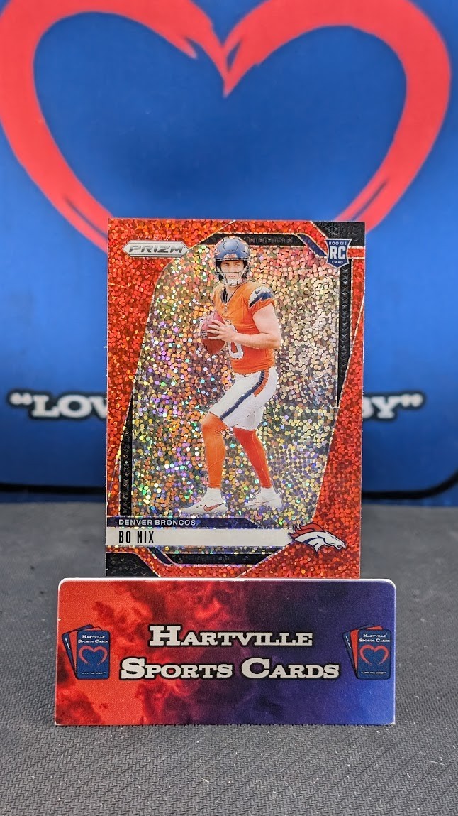 2024 Panini Prizm Bo Nix Red Sparkle Rookie #309 RC Broncos