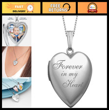 Heart Locket Necklace for Women - Holds Pictures, Silver or Gold Finish, Gift Id