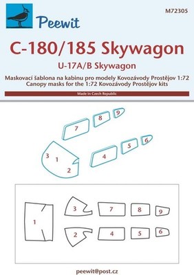 Canopy Mask: Cessna C-180/185/U-17 Skywagon - KP Kits - / 1:72