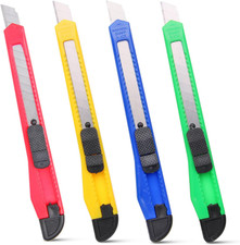 4 Pack Box Cutter Knife, Utility Knives, Retractable, Small Work Knife
