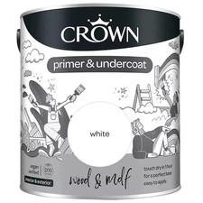 Crown MDF Wood Primer & Undercoat Quick Dry White 750ml tin  interior / exterior
