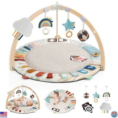 Blissful Diary Baby Play Gym Activity Mat, 5 Developmental Zones, Wooden, Toys
