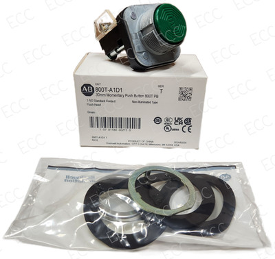 New Allen-Bradley 800T-A1D1 * Momentary Push Button, Green, (1) NO Contact Block