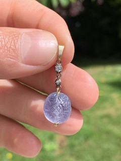 Colgante de diamantes de zafiro magnate de Ceilán natural sin calefacción victoriano de oro de 9 quilates de 12 70