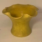 Hywood by Niloak Ruffle Yellow Glaze Pottery Vase Hand Thrown Turned
