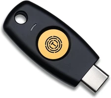 FIDO2 U2F Security Key Passkey Two-Factor Authentication (2FA) USB Black 