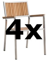 4 Stk Gartenstuhl Stapelstuhl KUBA-TEAK Edelstahl Teak Stapelbar GastroqualitÄT
