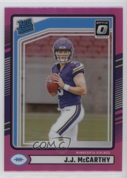 2024 Panini Donruss Rated Rookie Optic Preview Pink Prizm JJ McCarthy #303