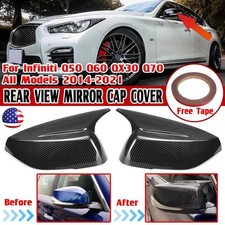 Rear Carbon Fiber M3 Style Side Mirror Cover Cap For Infiniti Q50 Q60 2014- 2021
