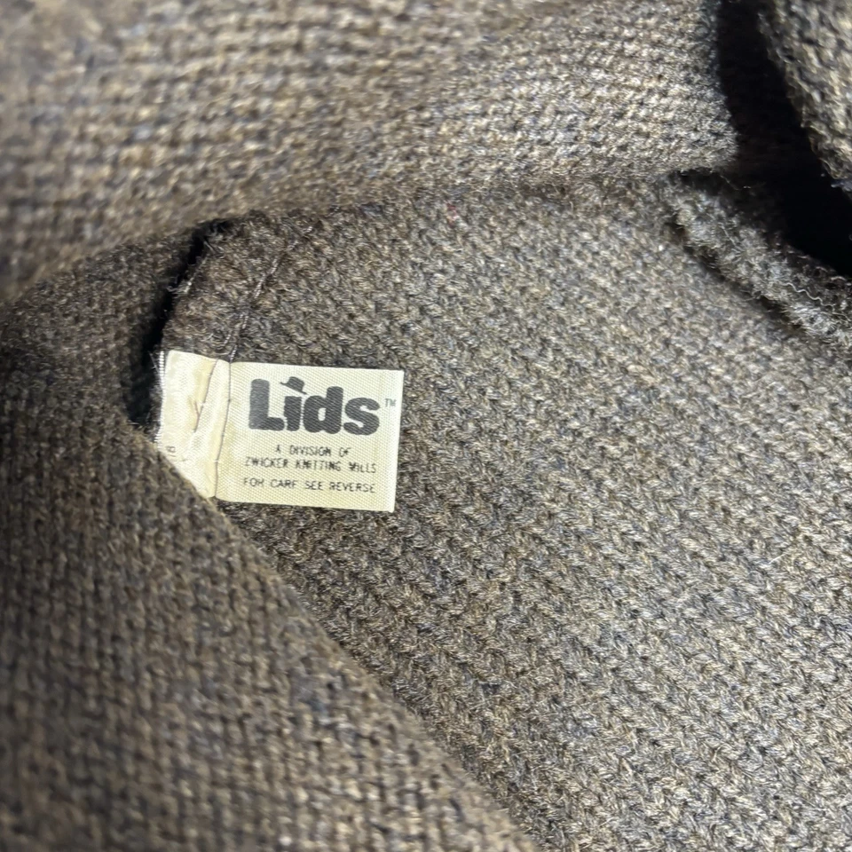 Sombrero Cubo Tejido Tapas De Colección Marrón Ala Ancha Hecho en EE. UU. Años 70 80 Acrílico Retro Foto 4 de 4