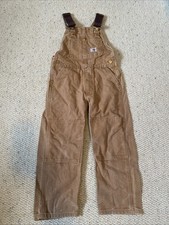 Carhartt YYR02 BRN Youth Medium Quilt Lined Duck Canvas Biboveralls