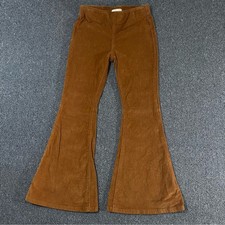 Chelsea  Violet Corduroy Flare Pants Tan Brown Elastic Waist 70s Retro Girl's L