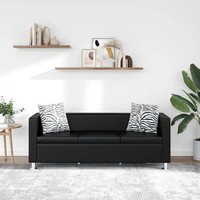 Sofa 3-Sitzer Kunstleder Schwarz Modernes Design