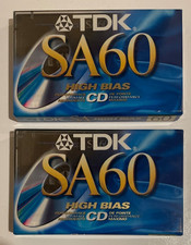 TDK SA60 High Bias Type II Blank Audio Cassette Lot of 2 Brand New Sealed
