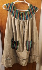 Vintage Full Cotton Apron Button Back Grandma Cottagecore Country w/ Pockets XL